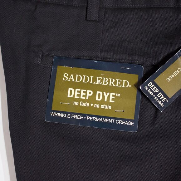 NWT Saddlebred 100% Cotton Pleated Cuffed Black Pants Men Size 38x32 (A6) - Picture 8 of 10